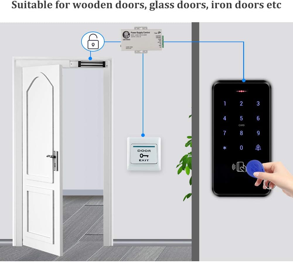 Outdoor IP68 Waterproof RFID Keypad Touch Access Control System Rainproof WG26/34 125KHz Card Reader + 10pcs EM4100 Keyfobs