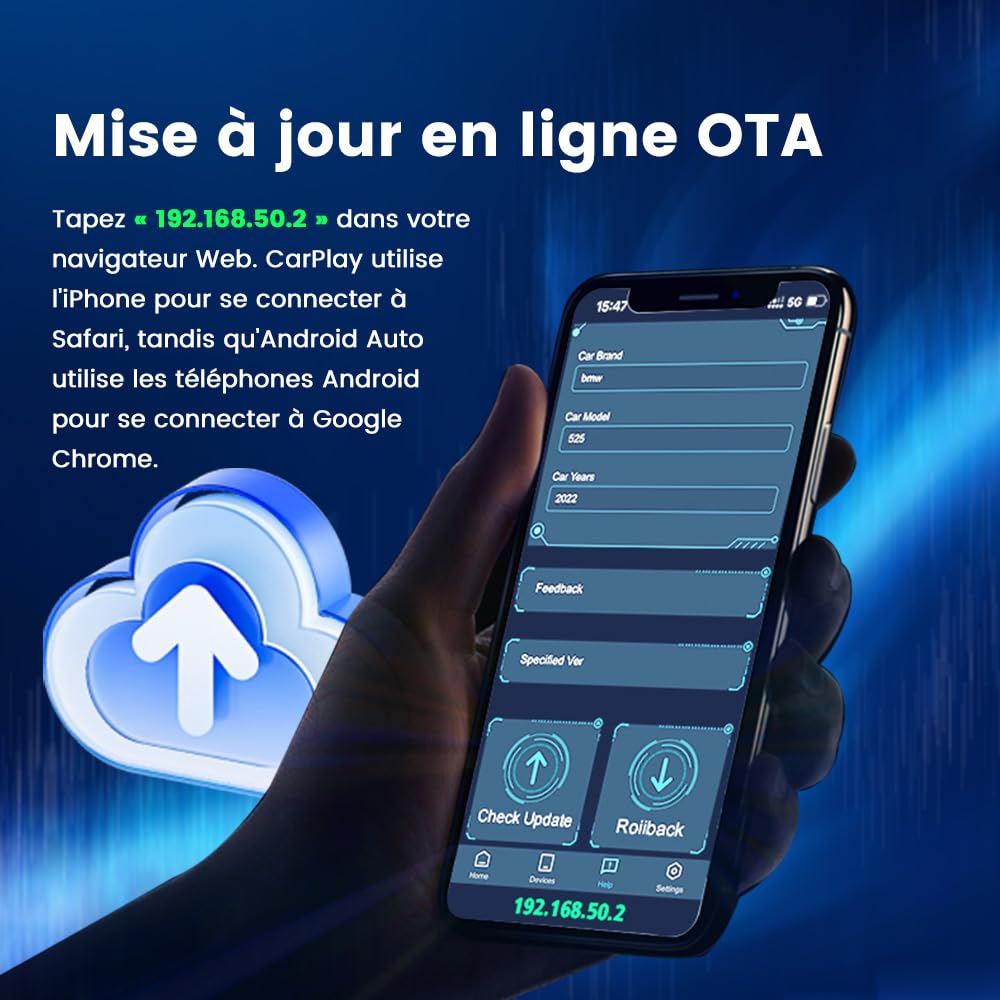 Carlinkit 5.0 Adaptateur CarPlay sans Fil & Android Auto sans Fil 2 en 1,pour carplay Filaire et Android Auto Filaire,Conversion et Mise à Niveau vers Le CarPlay et Androidauto sans Fil,Type-C/USB-A