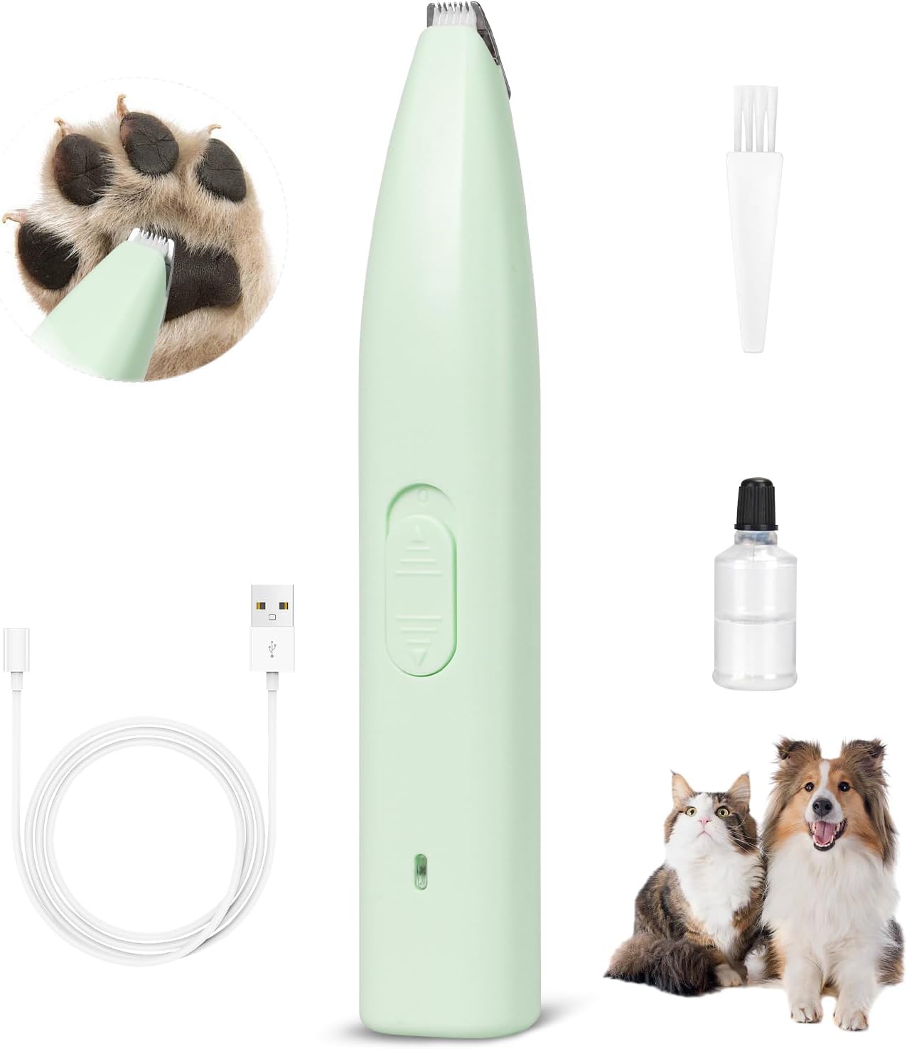 Dog Clippers for Grooming, Dog Paw Trimmer, Pet Paw Trimmer, Mini Trimmer for Dogs, Rechargeable, Low Noise for Trimming Dog Cat Hair Around Paws, Eyes, Ears, Face, Rump (Green) Dog Clippers for Grooming, Dog Paw Trimmer, Pet Paw Trimmer, Mini Trimmer for Dogs, Rechargeable, Low Noise for Trimming Dog Cat Hair Around Paws, Eyes, Ears, Face, Rump (Green)