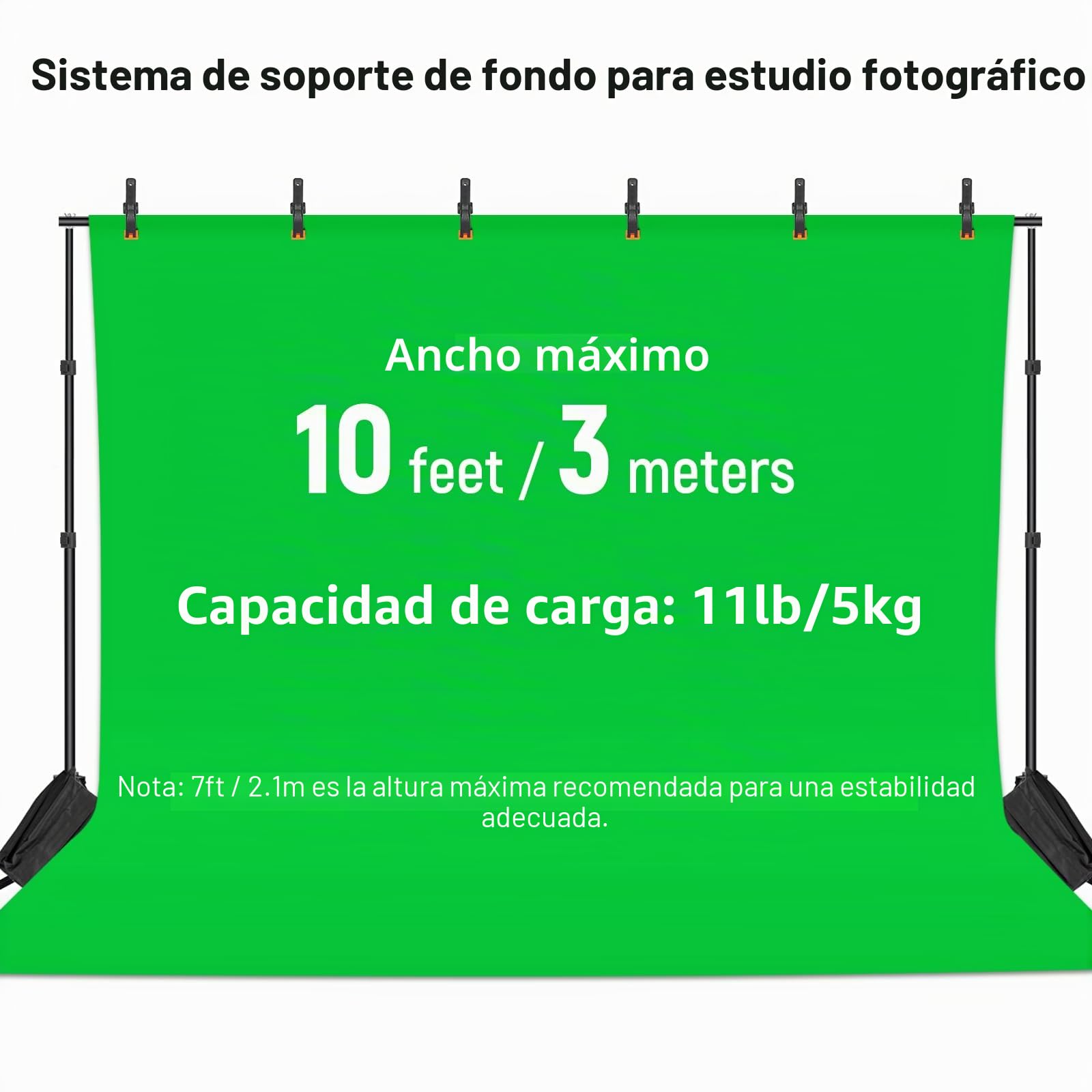 NEEWER Soporte de telón de Fondo de 10 x 7 pies, Sistema de Soporte Ajustable para Estudio fotográfico para Bodas, Fiestas, fotografía de Retrato de Fondo con 4 Barras transversales, 8 Abrazaderas, 2