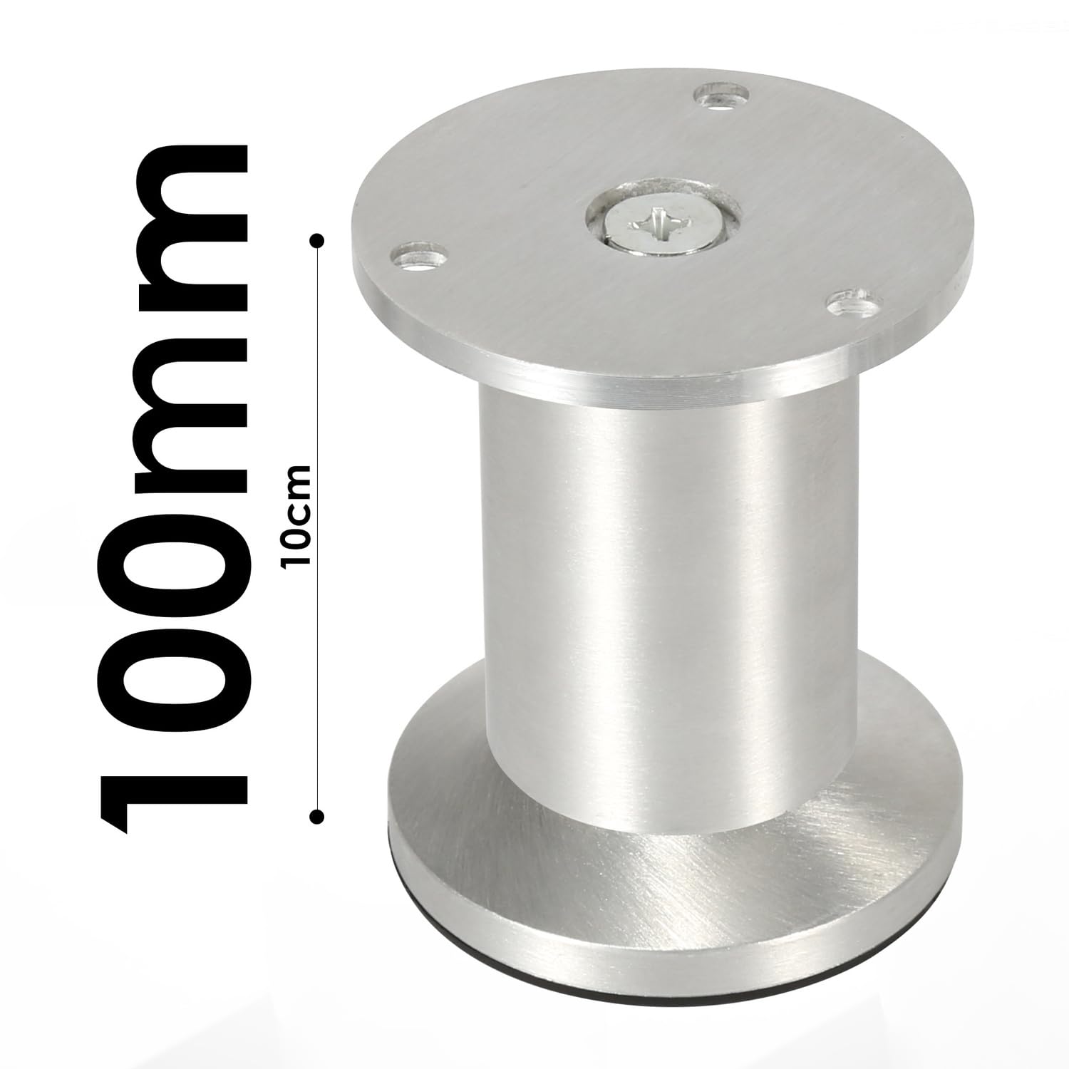 Stopy meblowe ze stopu aluminium, 8 sztuk, 10 cm, srebrne, obciążenie do 200-300 kg | Aluminiowe nóżki meblowe, 6-20 cm, srebrny wygląd metalu, na sofę, szafę, komodę i majsterkowanie.