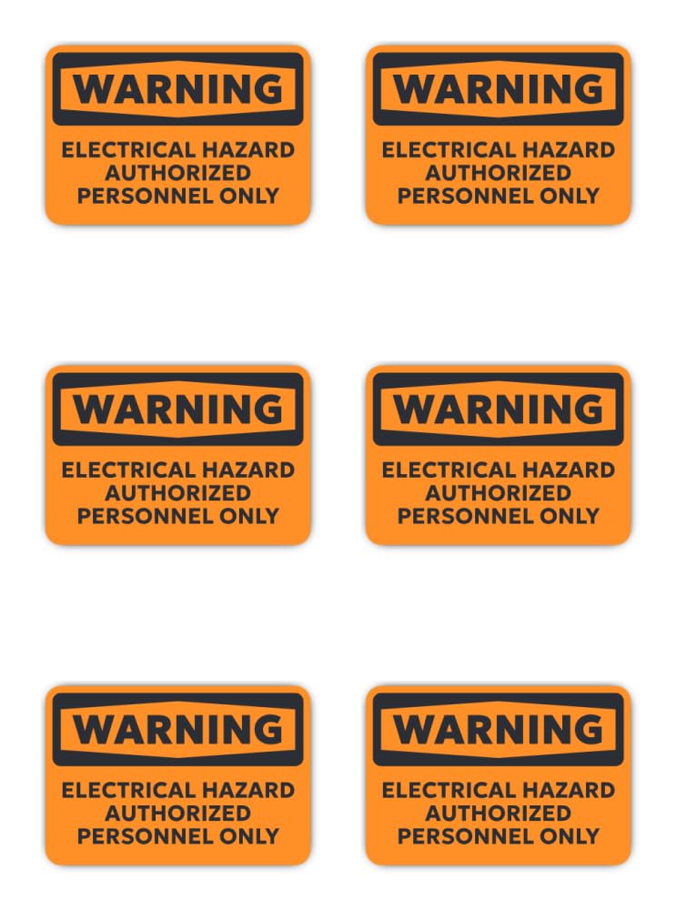 Havati Vibe Sticker. Sticker 50Mm Pack Of 6 - Warning Electrical Hazard Authorized Personnel Only Electrician Sign