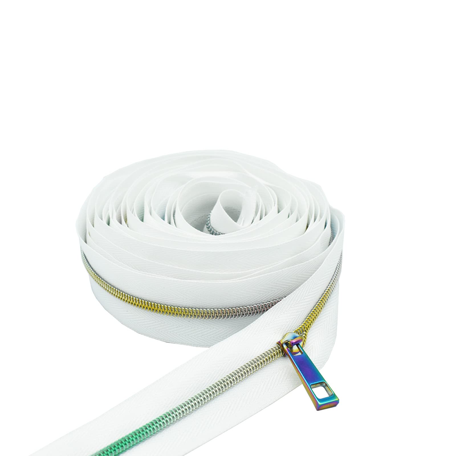 SHUNLONG Zipper Tape Nylon Coil Zipper #3 Rainbow Tooth Zipper with Zipper Puller Purse Zipper Tape for DIY Clothing Design Sewing Craft 15/20 Yards (White #3 20 Yards) black/white 23fav