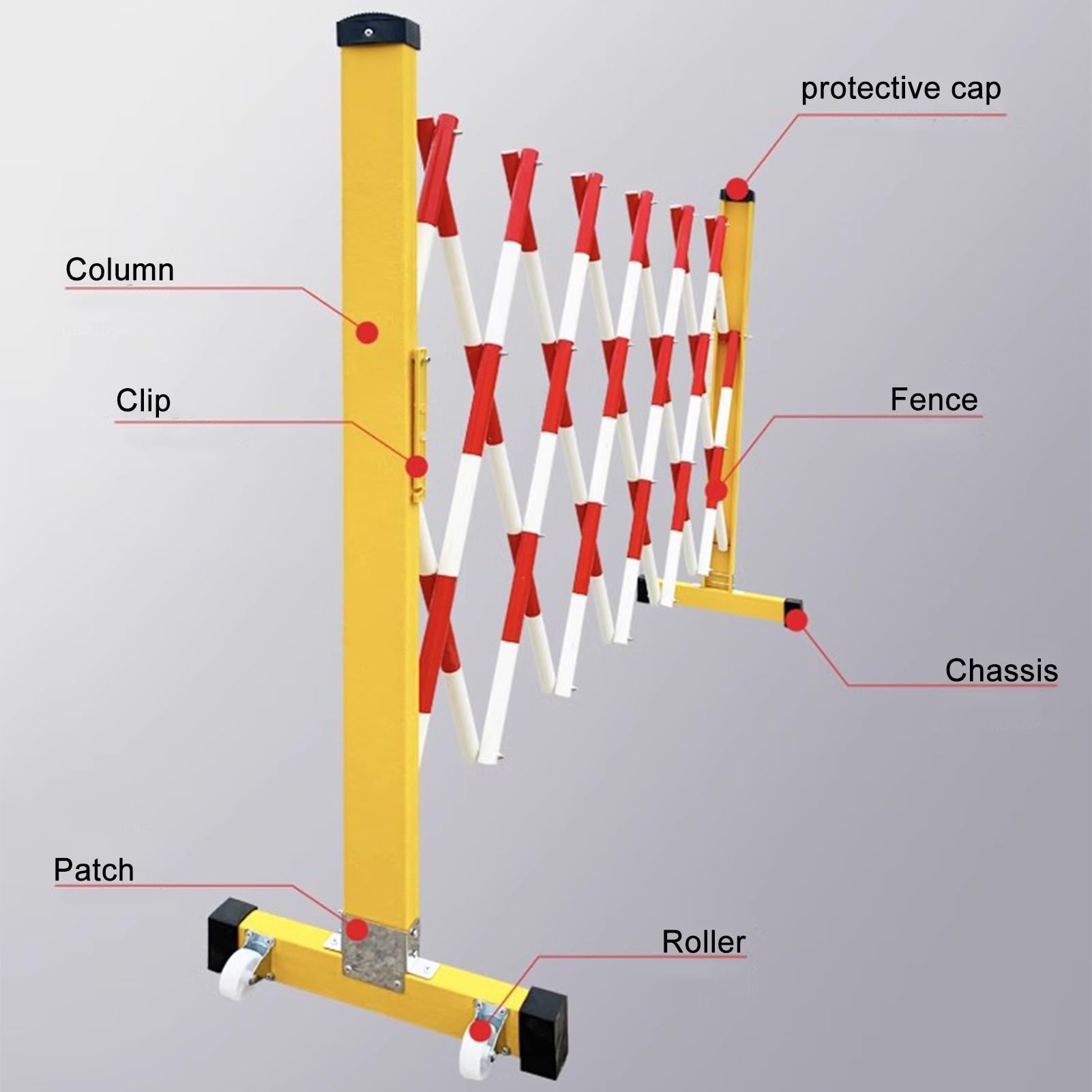 Barrera de tráfico retráctil, 1,2 m x 6 m, valla de seguridad industrial para interiores y exteriores, solución de control de multitudes resistente, puerta de gestión de acceso versátil