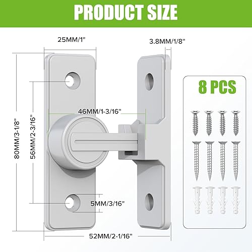 Miniatura 5 de Accesorios para cerradura de puerta de granero, cierre de puerta de seguridad resistente de 90 grados, cerradura de perno abatible, pestillo de