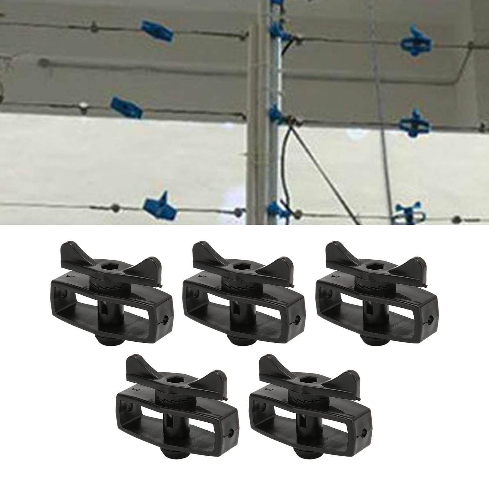 Tendifilo per Recinto Elettrico Accessori per Recinto Elettronico 50Pcs Tendifilo per Recinto Elettrico Tenditore per Filo in Lega per Recinto Elettronico da Giardino Portatile (Nero)