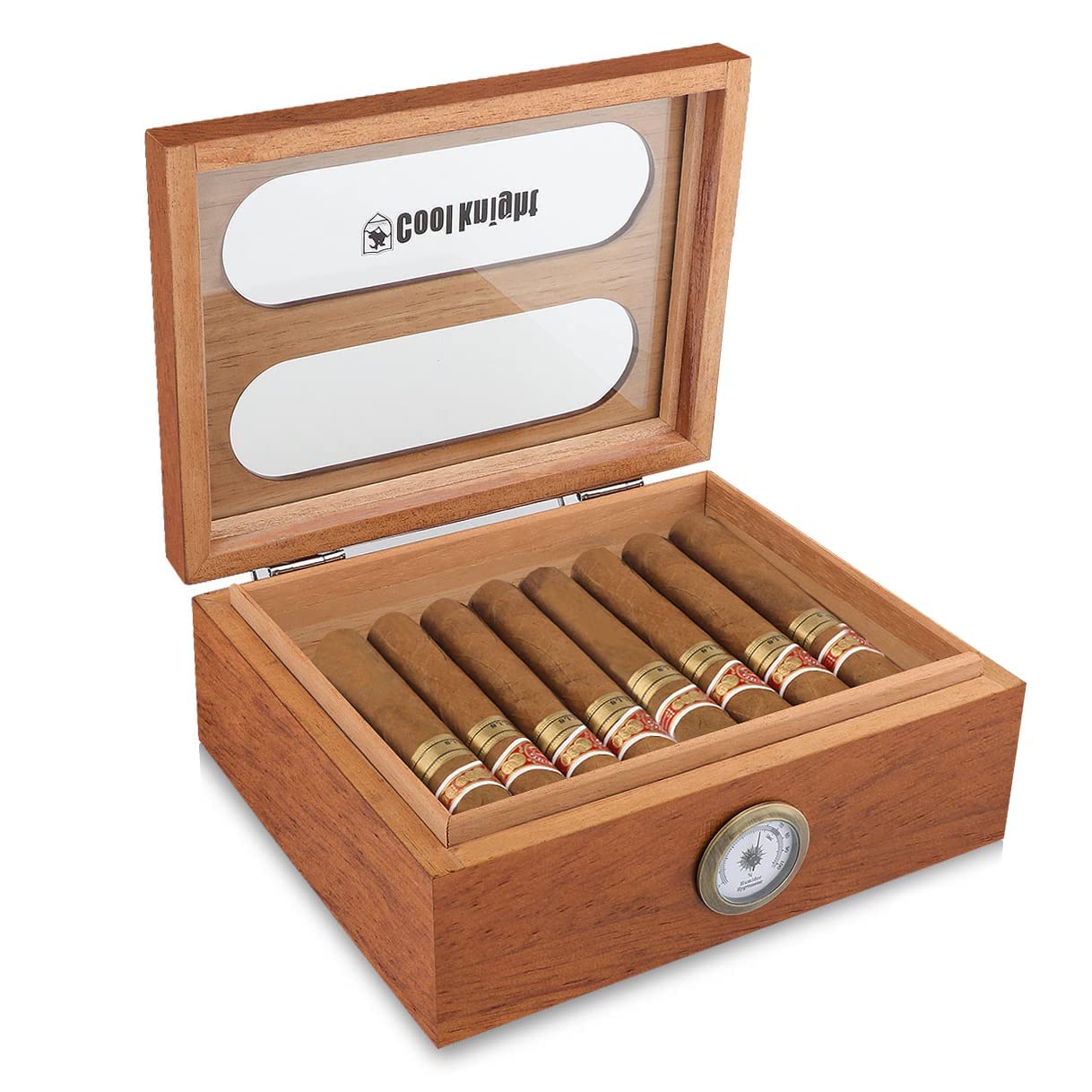 COOL KNIGHT Desktop Humidors Can Hold 4060 Cigars, Tempered Glass Top