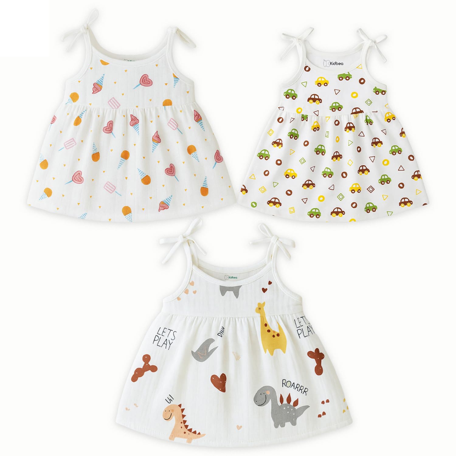 kidbea 100% Organic Cotton Newborn Baby Girls Sleeveless Dress | Casual Muslin Frock Infant with Multiple Cute Prints-picture-22