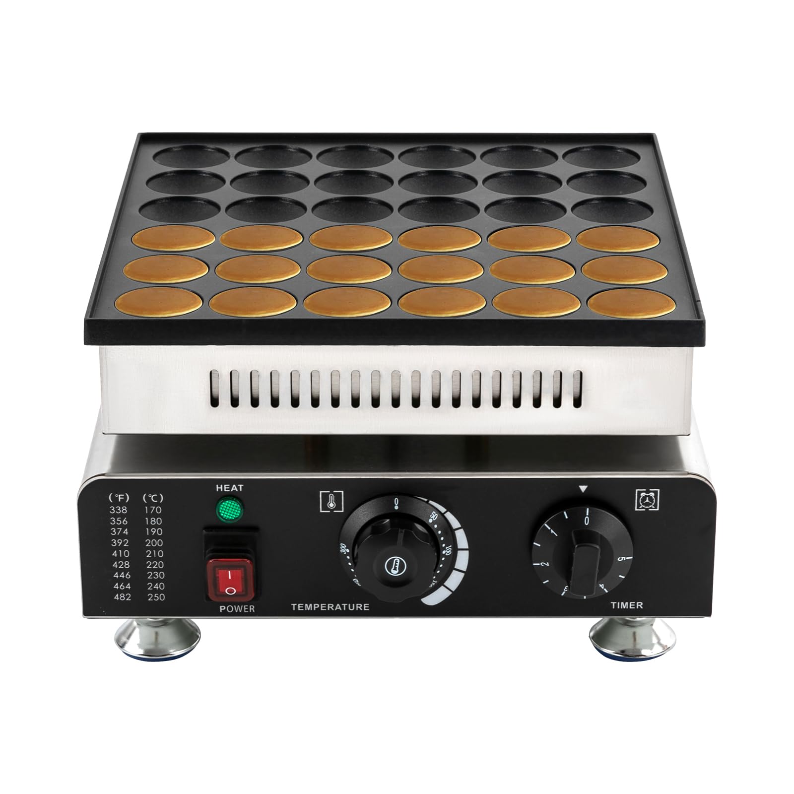 Appareil a Gauffre, Commercial Four à Crêpes en Acier Inoxydable Avec 36 Rond Trous pour Muffins Crêpes Gaufres,Revêtement Antiadhésif,900W 220V