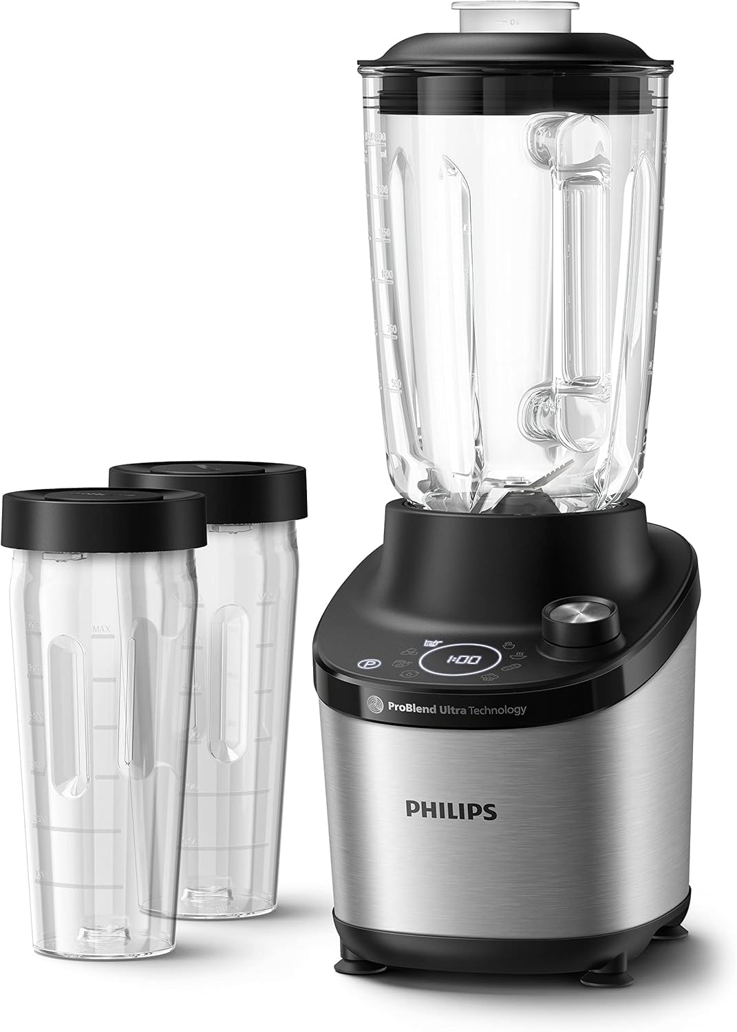 Philips Blender mixeur Série 7000 - Mixeur 1500W ProBlend Ultra, Capacité 2L, Programmes Quick Select, Fonction Quick Clean, Application HomeID, 2 gourdes Tritan incluses, Métal (HR3760/10)