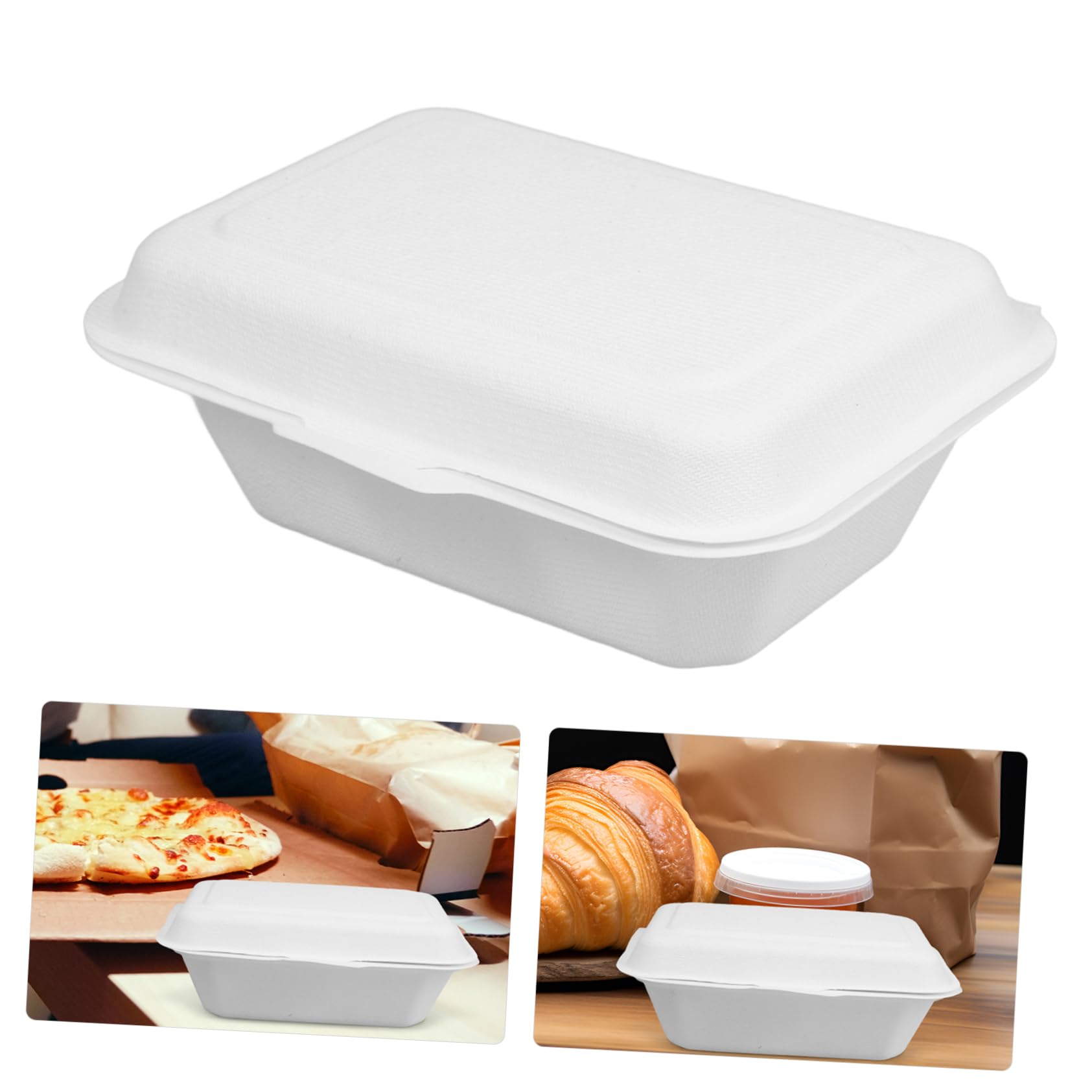 GLEAVI Scatola Alimenti Monouso 50 Pezzi 600ml in Carta Bianca | Cake Packaging e Takeaway, Formato Pratico, Confezione da 50, Uso Multiplo