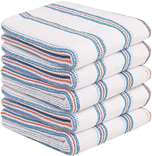 HOME ACE® 100% Cotton Dish Cloths for Washing Up  Lint Free Cloth (38CM x 35CM)  Cleaning Cloths Dishcloths for Kitchen - Pack of 5 Cloths
