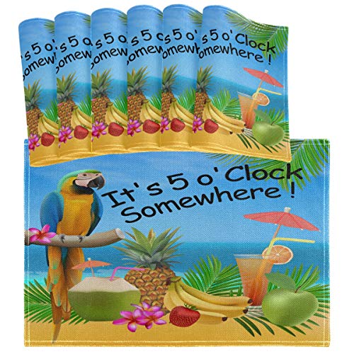 Oarencol G49369101P397C432S814 Summer Parrot Pineapple Placemat Table Mats Set Of 6 cover