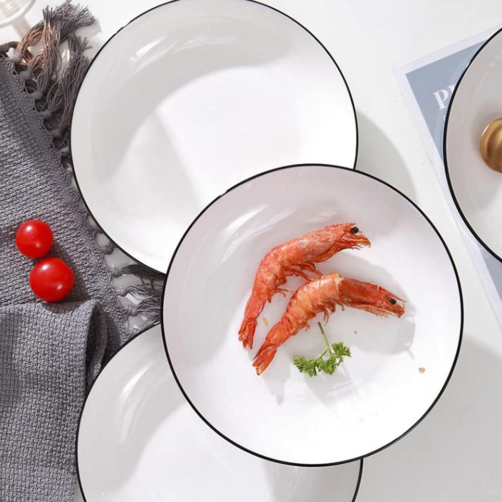 Set 4 Piatti Piani Ceramica 25 Cm - Impilabili Per Secondi, Insalata - Lavastoviglie E Microonde