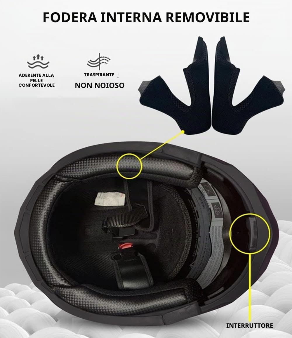 Casco Modulare Bluetooth, per Adulti, Donne E Uomini, Casco Modulare con Doppia Visiera, Casco da Moto Integrato Omologato ECE, Traspirante E Confortevole
