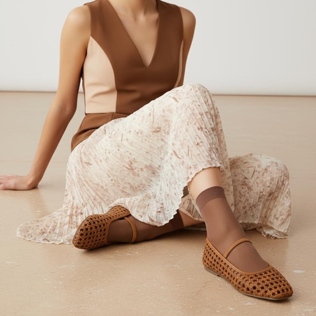 CUSHIONAIRE Weavy Squared Toe Woven Ballet Flats Shoes for Women with Memory Foam | Comfortable Mary Jane Flats for Women with Breathable Mesh Design | Wide Widths Available - Image 6