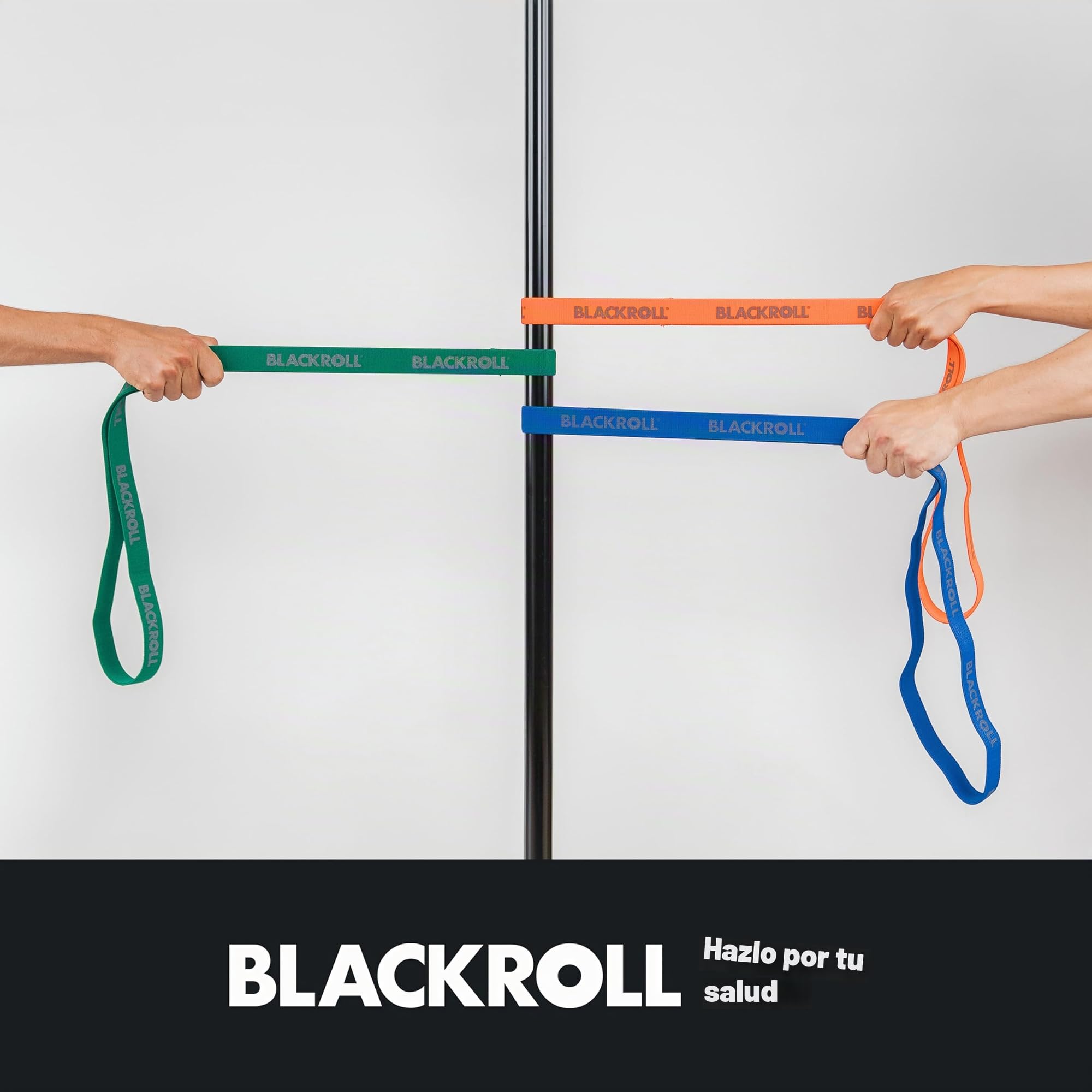 BLACKROLL Fitness Entrenamiento/Gimnasia Deportiva para una Musculatura Estable con Fuerte Resistencia, Uni, Juego de 3 Bandas Super: Naranja, Verde, Azul, 104 cm