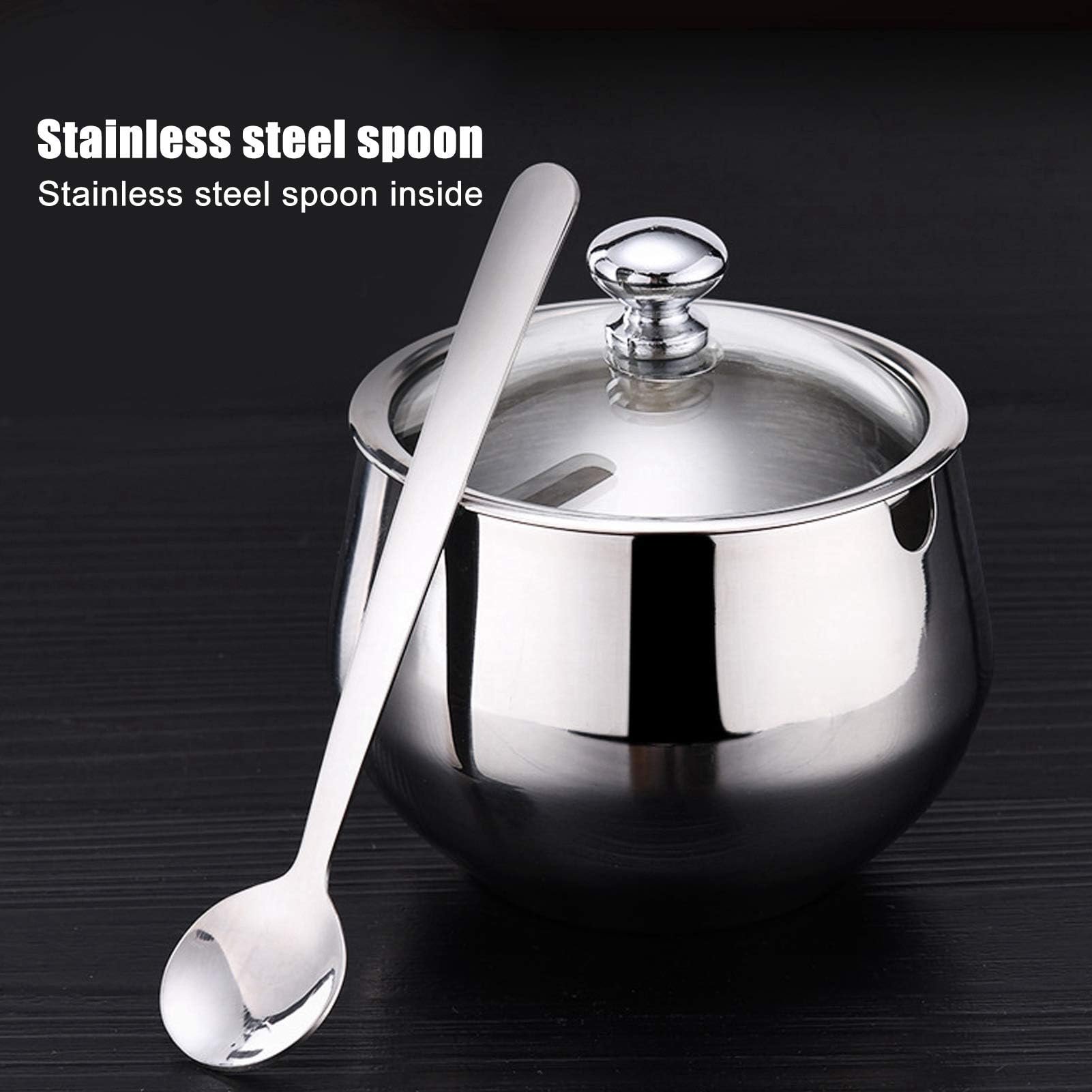 3 Pots à épices, Sucrier Durable En Acier Inoxydable 304 Avec Couvercle Visuel, Distributeur De Sucre élégant Et élégant Avec Cuillère à Couvercle, Pour la Maison, la Cuisine