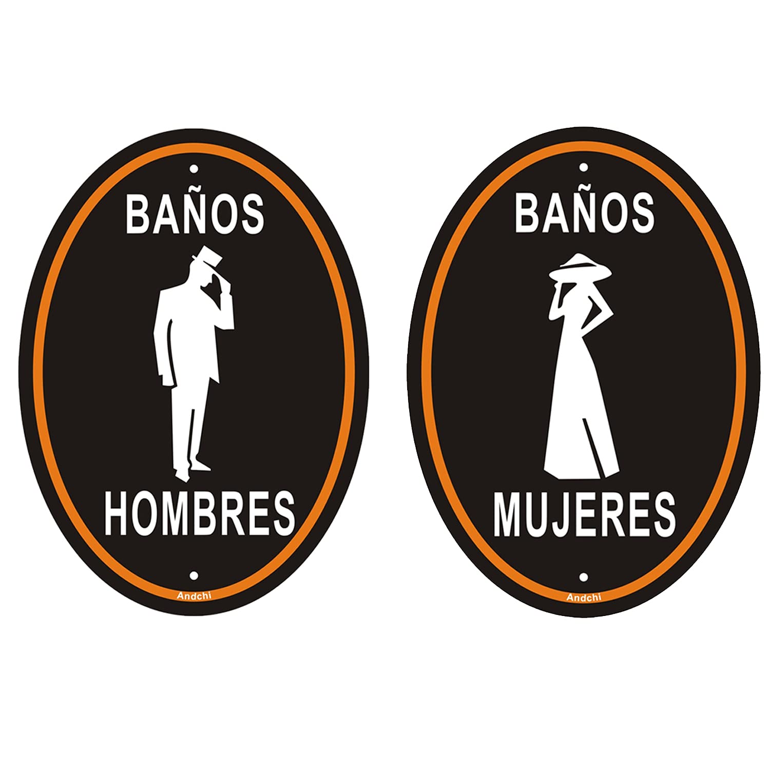 Señales Baño Hombres Y Mujeres Autoadhesivas - 2 Carteles Aluminio WC 12x12 Cm