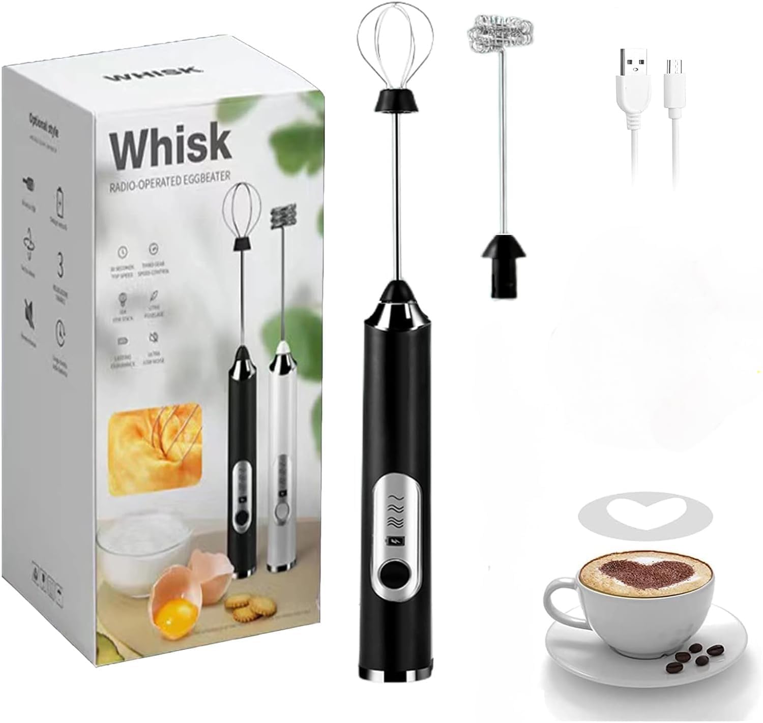 Cartxomy Milk Frother Hand Blender Coffee Frother Blender USB Rechargeable Electric Foam Maker Electric Coffee Beater for Cappuccino Whisker Electric Blender for Egg Hand Blender (Multi Color)-image-42