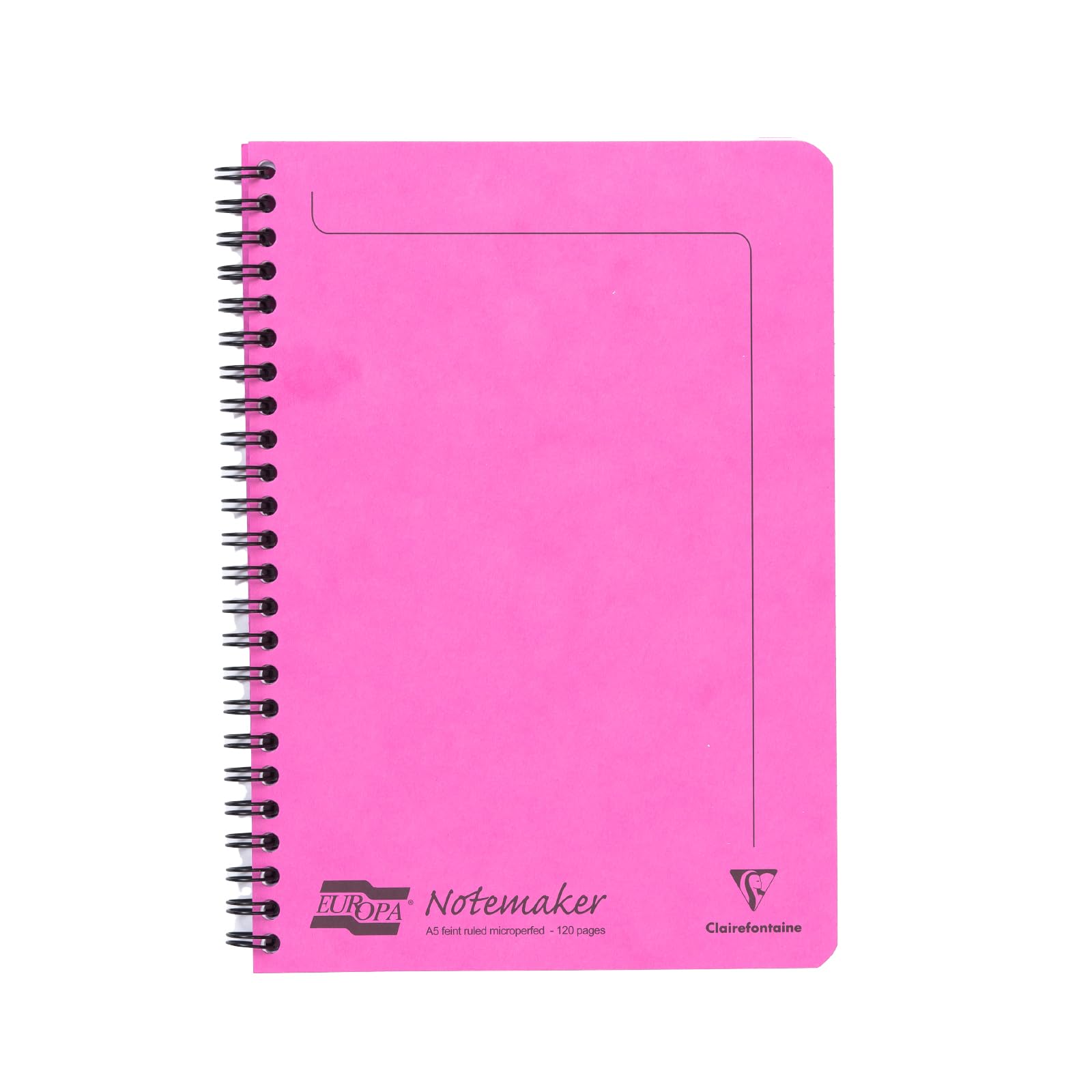 Clairefontaine 3087Z - One Notemakers Europa Fuchsia Spiral Notebook - A5 14,8x21 cm - 120 Detachable Ruled Pages - White Paper 90 g - Glossy Card Cover