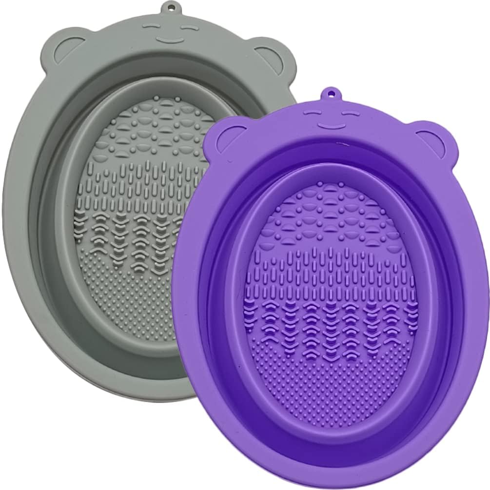 Silicone Makeup Brush Cleaning Bowl Pad | Foldable Cosmetic Scrubber Brush Cleaner Kit, Random Color (M, 1)-picture-41