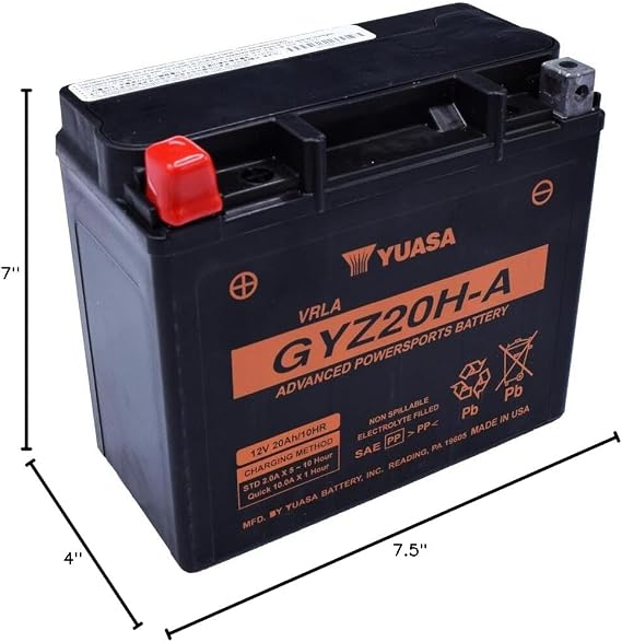 Yuasa YUAM720GHA Yuasa Battery GYZ20H-A Sealed Factory Activated