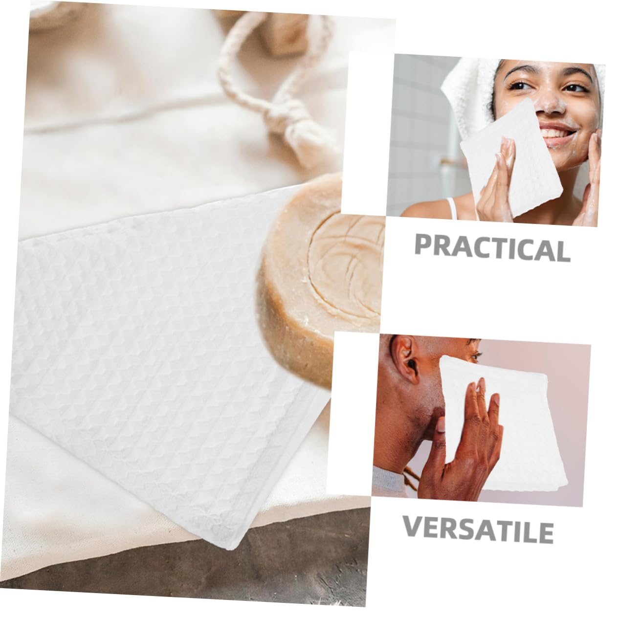 FRCOLOR 3pcs Cotton Washcloths Square Hand Towels Soft Absorbent Face Cloths for Makeup Removal Shower and Daily Use Versatile Solid Color for Home and Travel