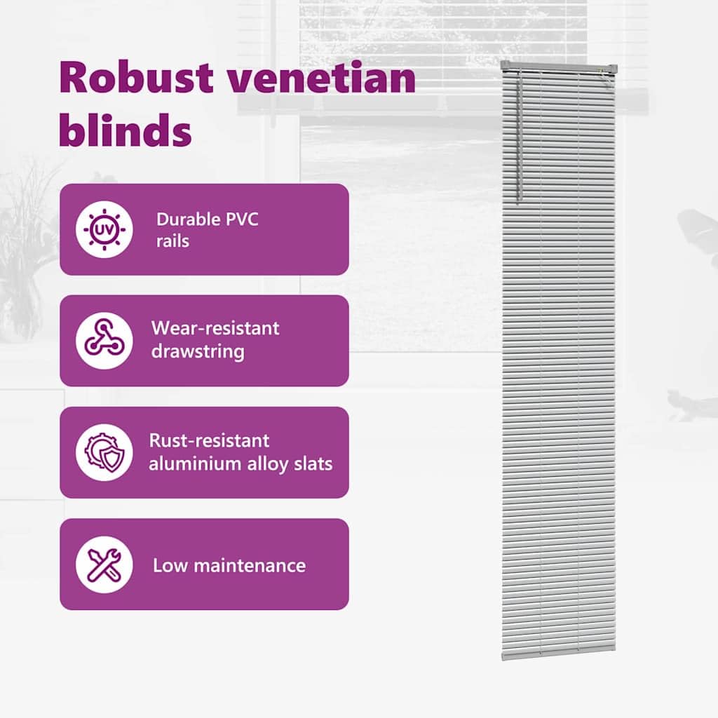 vidaXL Tendaggi a Veneziana Argento 220 x 45 cm Alluminio, Tende a riquadro in Alluminio, Regolabili per Interni, per Controllo Luce e Privacy, perfette per la casa e L'Ufficio