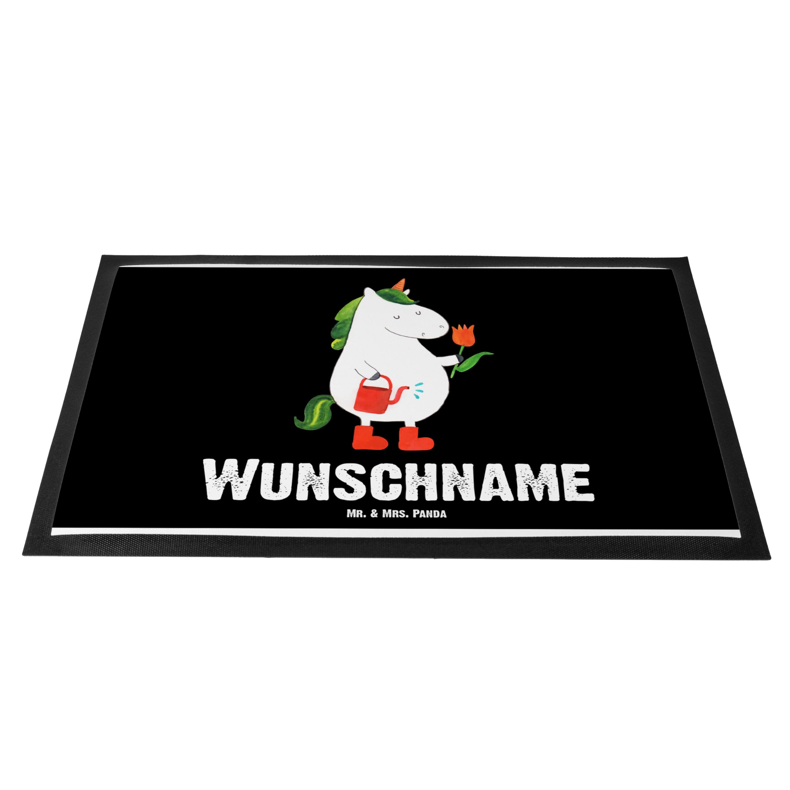 Mr. & Mrs. Panda Fussmatte mit Namen Einhorn Gärtner 40 x 60 cm - Personalisierte Geschenke, Garten, Stiefel, personalisiert, Einhörner, Fußabtreter, Blume, Freundin, Fußmatte personalisierbar