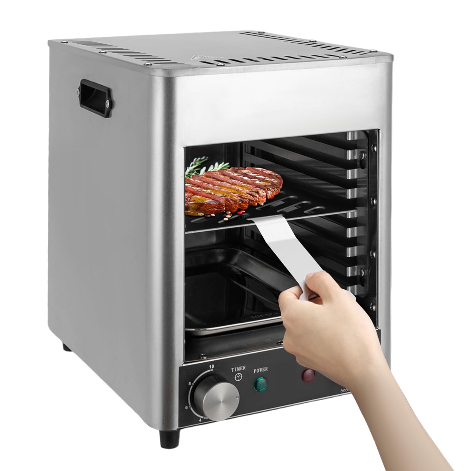Tapischion Professional Electric Steak Grill, 1700W Commercial Stainless Steel Quick Cooking, Versatile for Steak, Lamb Chops, Chicken, Vegetables, Pizza, Desserts