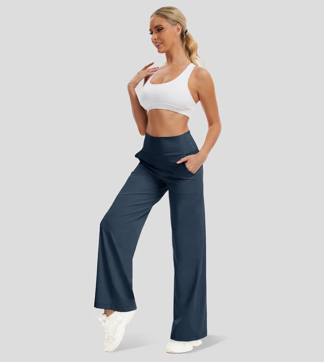 Women's Wide Leg Yoga Pants with Pockets High Waist Workout Pants Buttery Soft Lounge Pants Casual Gym Pilates - Image 4