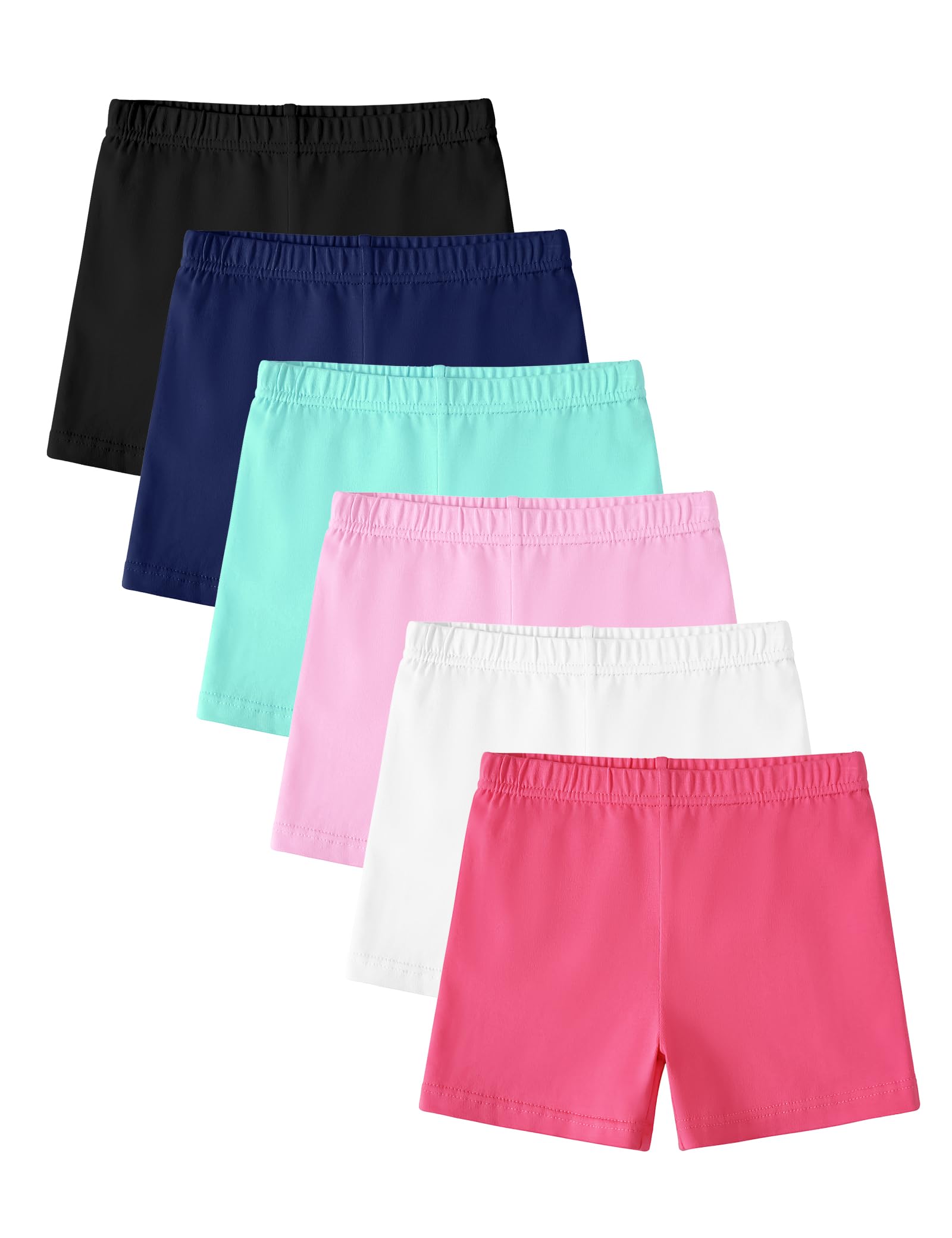 Witwot 6 Pack Baby Girl Bike Shorts Toddler Girls Cotton Dance Short Pants for Kids Solid Athletic Summer Cloth Size 18M-5T