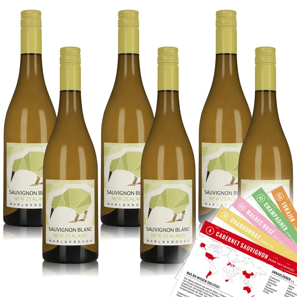 Rheinberg Sauvignon Blanc New Zealand, trocken, sortenreine Weinpaket + VINOX Winecards (6x0,75l)