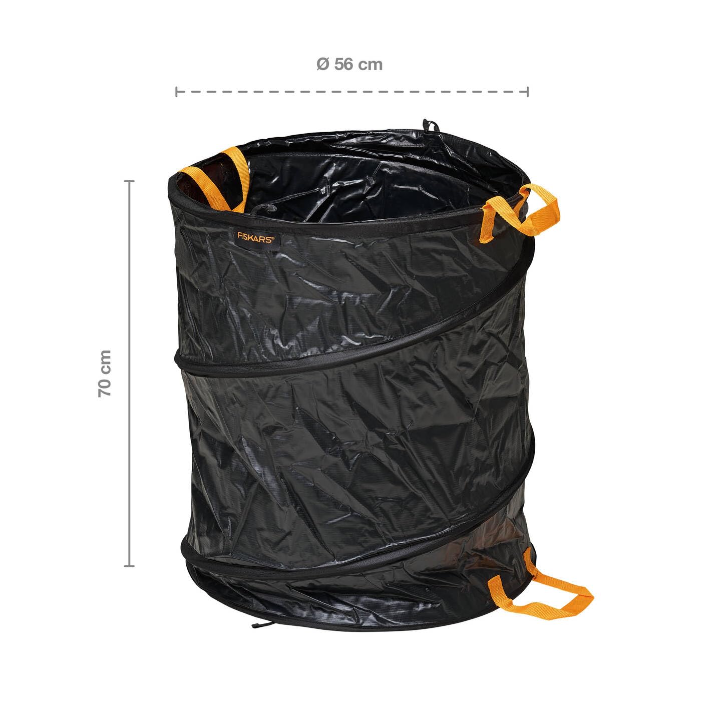 Fiskars Sacco da giardino PopUp con maniglie, Capacità: 172 litri, Nero/Arancione, Solid, 1015647