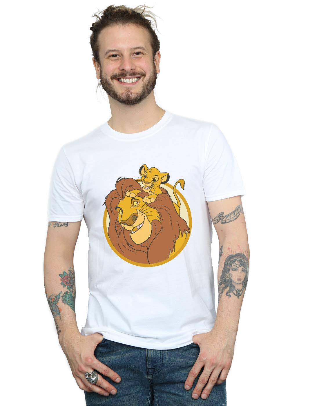 Absolute Cult Men's White Disney The Lion King Mufasa And Simba T-Shirt Medium