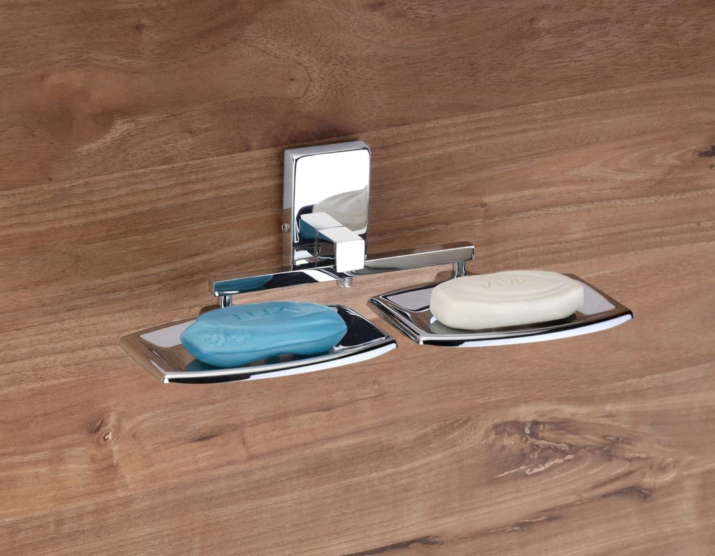 GLOXY Square Shape Wall Mounted Stainless Steel Double Soap Holder for Bathroom, Soap Stands for Bathroom Wall/Soap Tray for Bath Dish Bathroom Accessories and Fittings Rust Free (B0C2CGDY46) Amazon Price History, Amazon Price Tracker