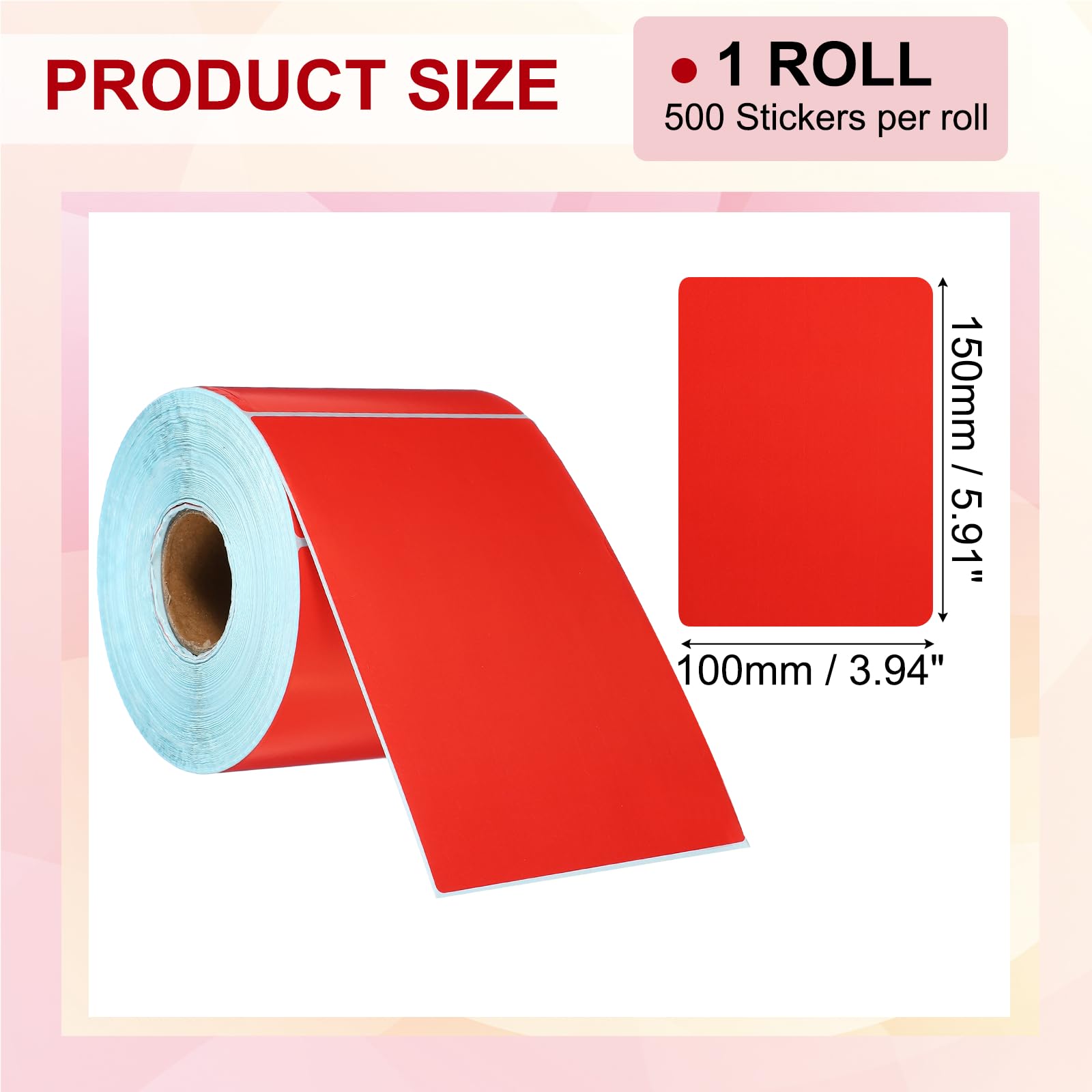 PATIKIL 500 Etichette Termiche, 3.94x5.91 Pollici Etichette Termiche Adesive Per Stampanti Etichette Autoadesive Carta Rotolo Piccolo Per Stampante Etichette trasporto, Rosso