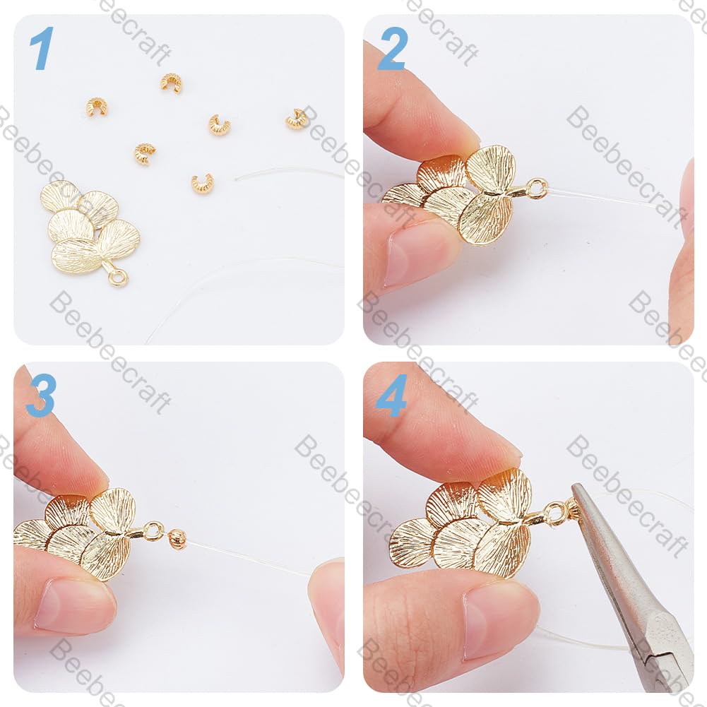 Beebeecraft 160 Stück Quetschperlen-Abdeckungen 18K Vergoldet – 2 Größen Für DIY Schmuck