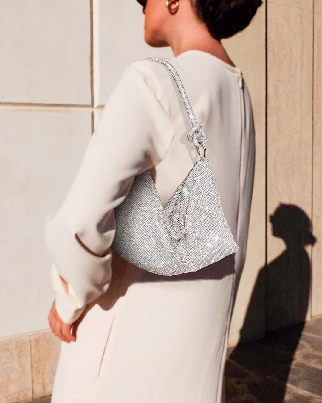 Miniatura 5 de WLLWOO WLLWOO Bolsos de mano con diamantes de imitación para mujer, bolsos de noche elegantes, bolsos cruzados brillantes para fiesta, club, boda