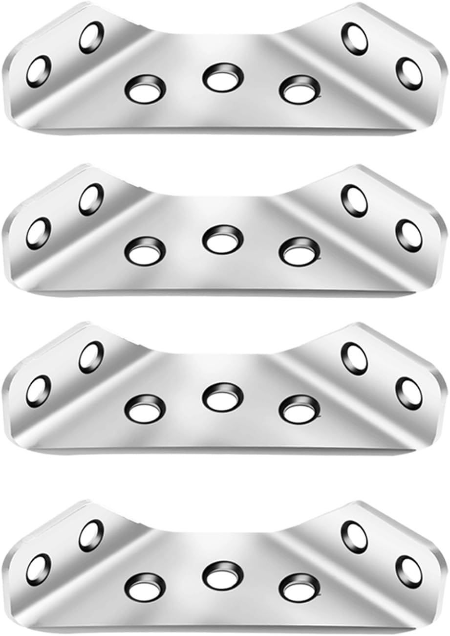 4Pcs Furniture Corner Connectors Stainless Steel Angle Corner Shelf Bracket Triangle Support Frame Corner Brace for Cabinets, Drawers,Tables, Chairs (Silver)