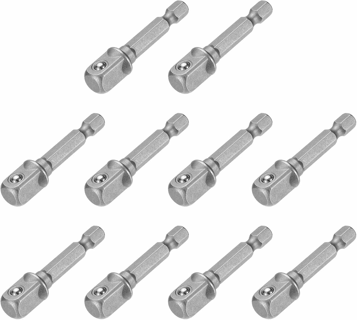 HARFINGTON 10pcs Impact Socket Adapter 3/8" Square Drive 1/4" Hex Shank 2" Long Extension Bit for Axle Nut Driver Drill Socket Sets