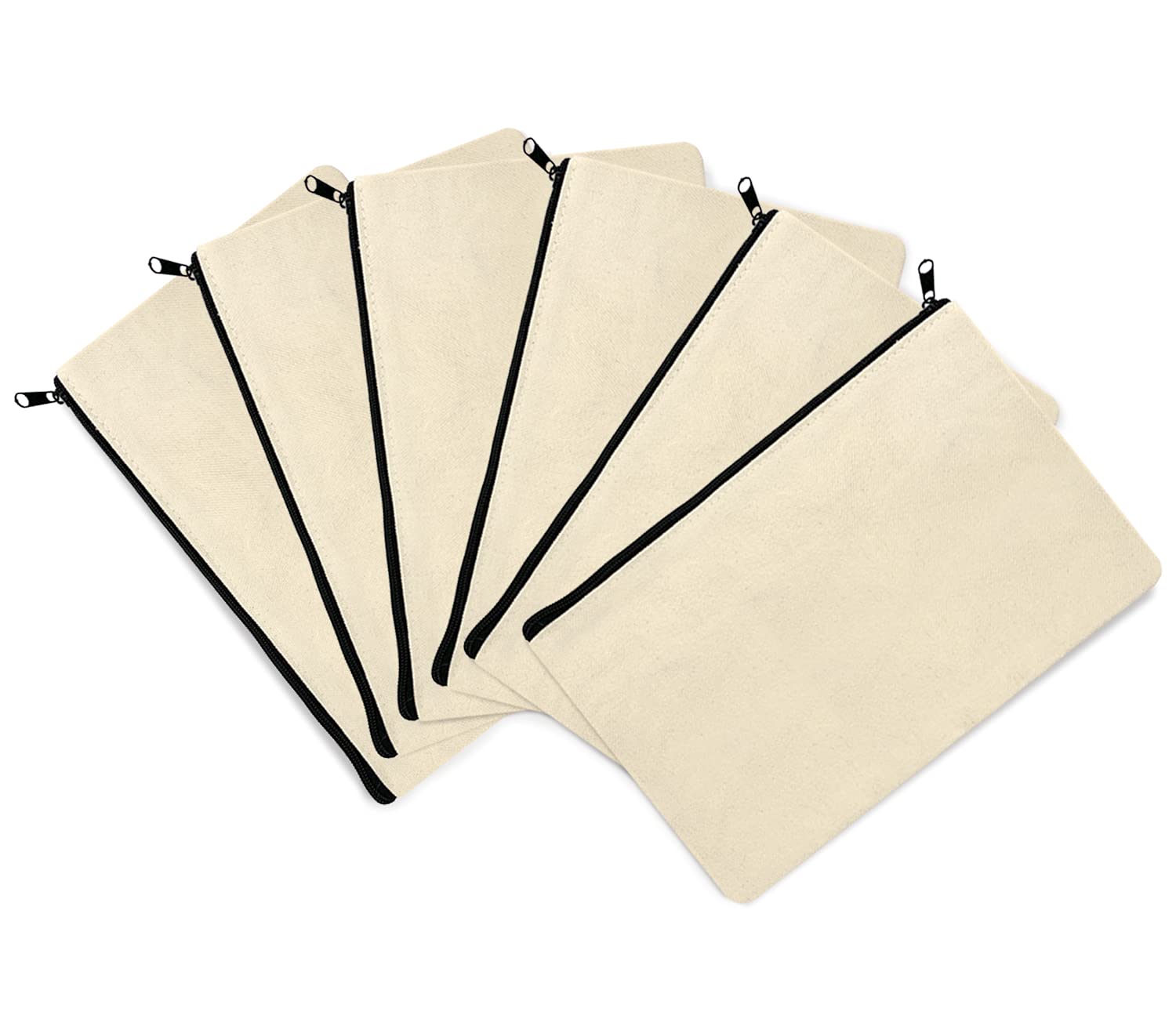 JinPhon Pack of 32 Blank Canvas Pouch Bags with Zip, DIY Fabric Pencil Cases for Crafts & Painting - Image 4