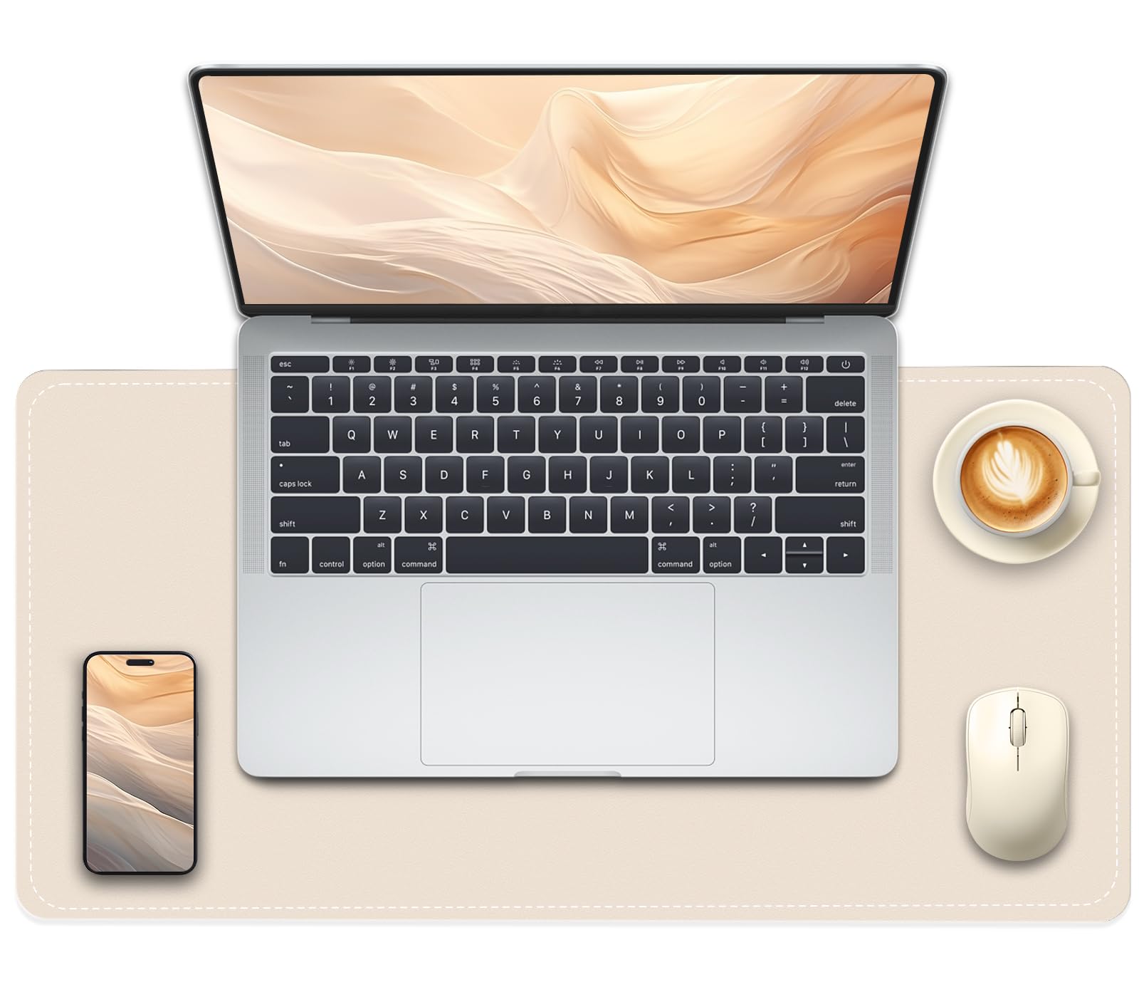 Tappetino da Scrivania in Pelle Pu con Scamosciata 60 x 35 CM per Laptop, Mouse e Tastiera (Albicocca)