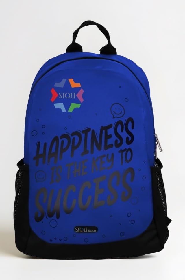 - BOLT Casual Backpack Bag for School, College 30L | Backpack with Padded Laptop Sleeve | Water-Resistant, Padded Straps, Side Bottle Pocket Travel Bag for Boys, Men & Women (Happiness Quote)