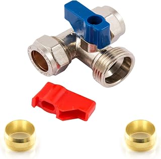 Washing Machine Tap Tee 15mm x 3/4" BSP. +2 Extra Olive - 15mm Brass. Wärmer System PSW Trade SUPPLIERS LTD