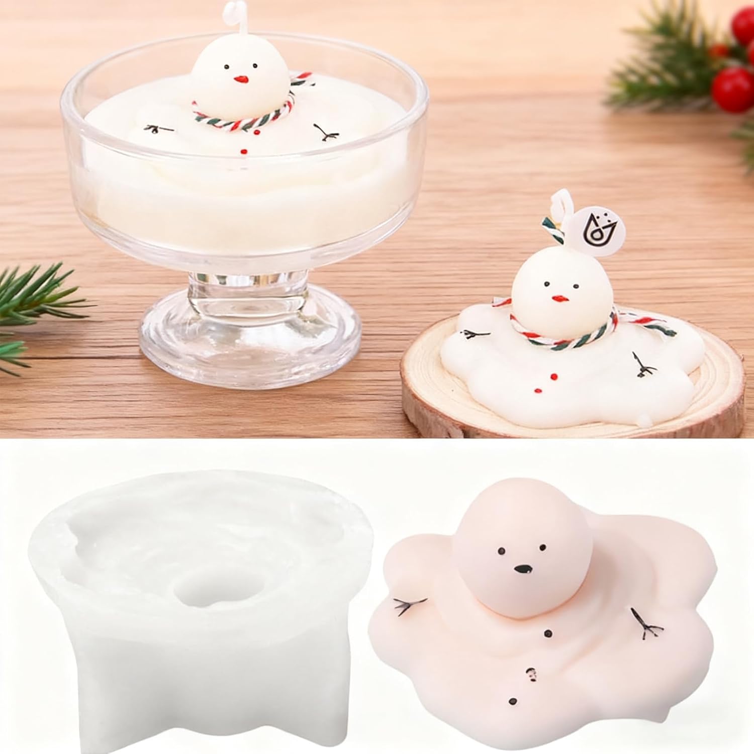 Christmas Snowman Silicone Mold Cute Melting Snowman Mold for Christmas Party Decoration Silicone for Epoxy Resin Form Epoxy Plaster Mould