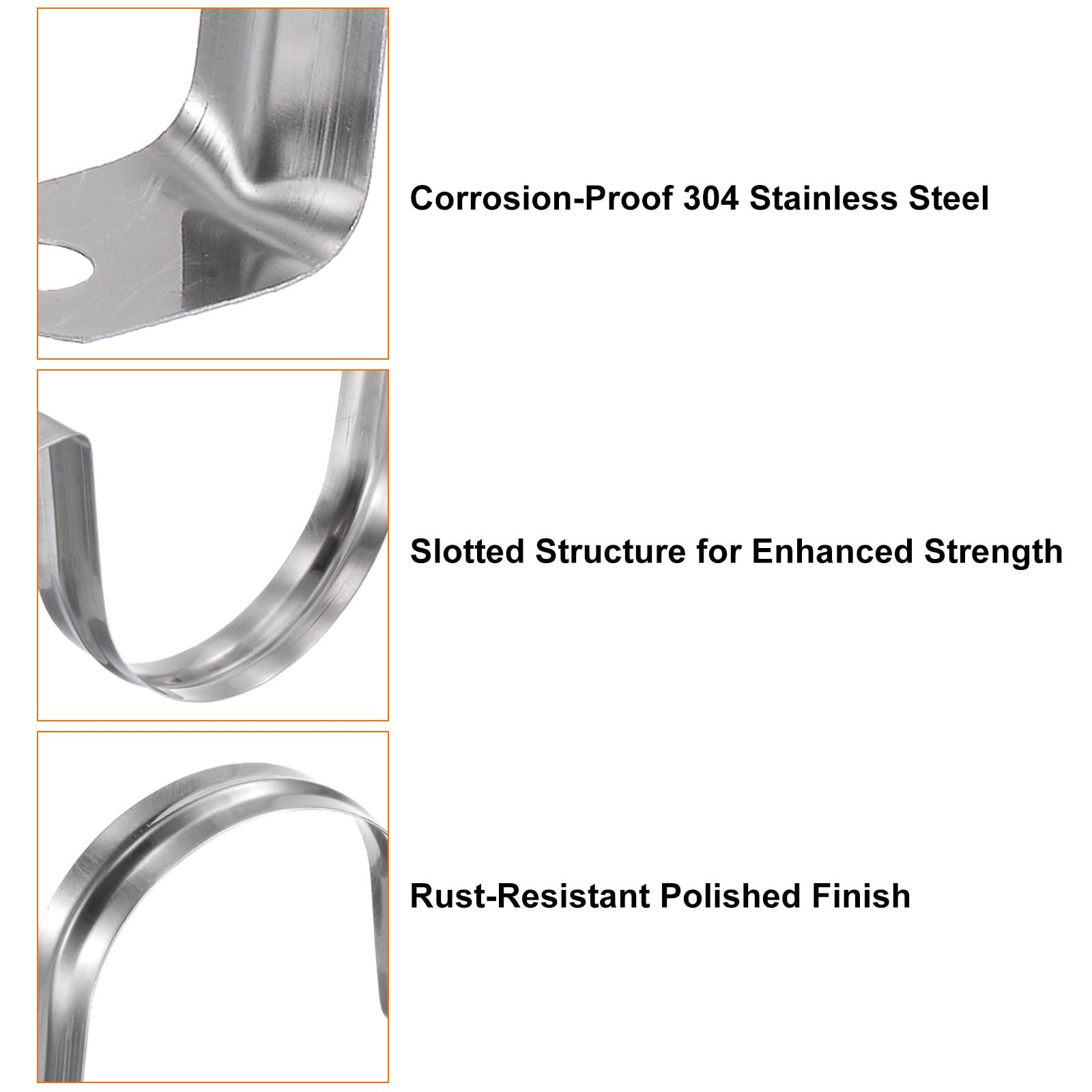 sourcing map 30pcs 3 Inch 75mm Conduit Clamps, M75 U Tube Pipe Clamp, Stainless Steel Rigid Pipe Strap, U Shaped Bracket with Two Hole for Pipe Tube Hose Wire Cord Fixing - Image 4