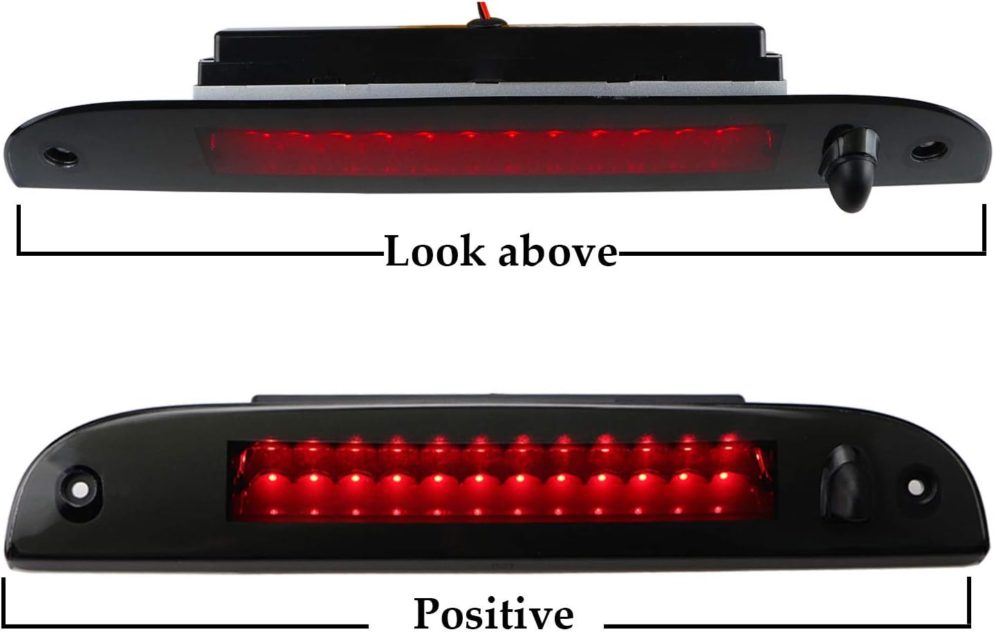 Third 3rd Brake CHMSL Center High Mount Stop / Brake Light Lamp Replacement for 2002-2010 Ford Explorer / Mercury Mariner (Black Housing Smoke LEDs)