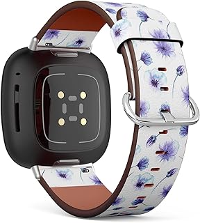 CJBROES Replacement Leather Watch Band, Compatible with Fitbit Versa 3 and Fitbit Sense of Wristband Bracelet Accessory - Watercolor-Blue